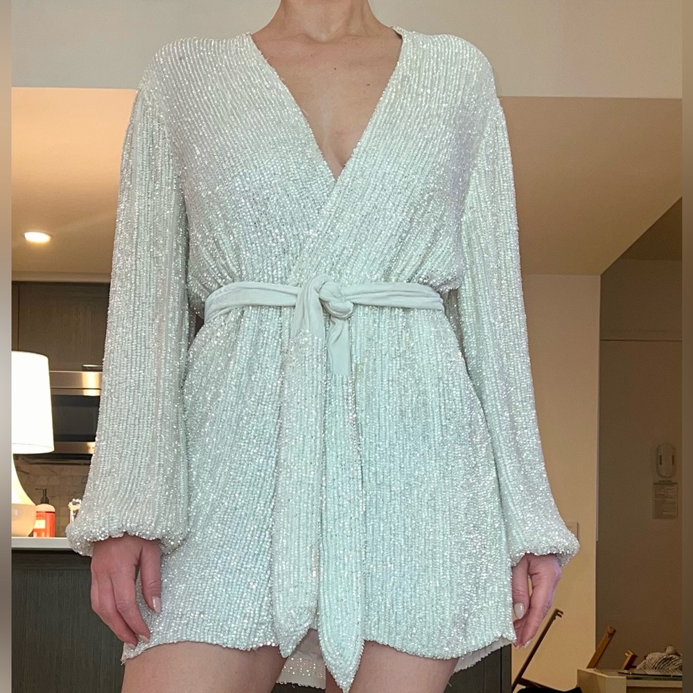 Retrofete Gabrielle Robe in Moonglow White - Size Small